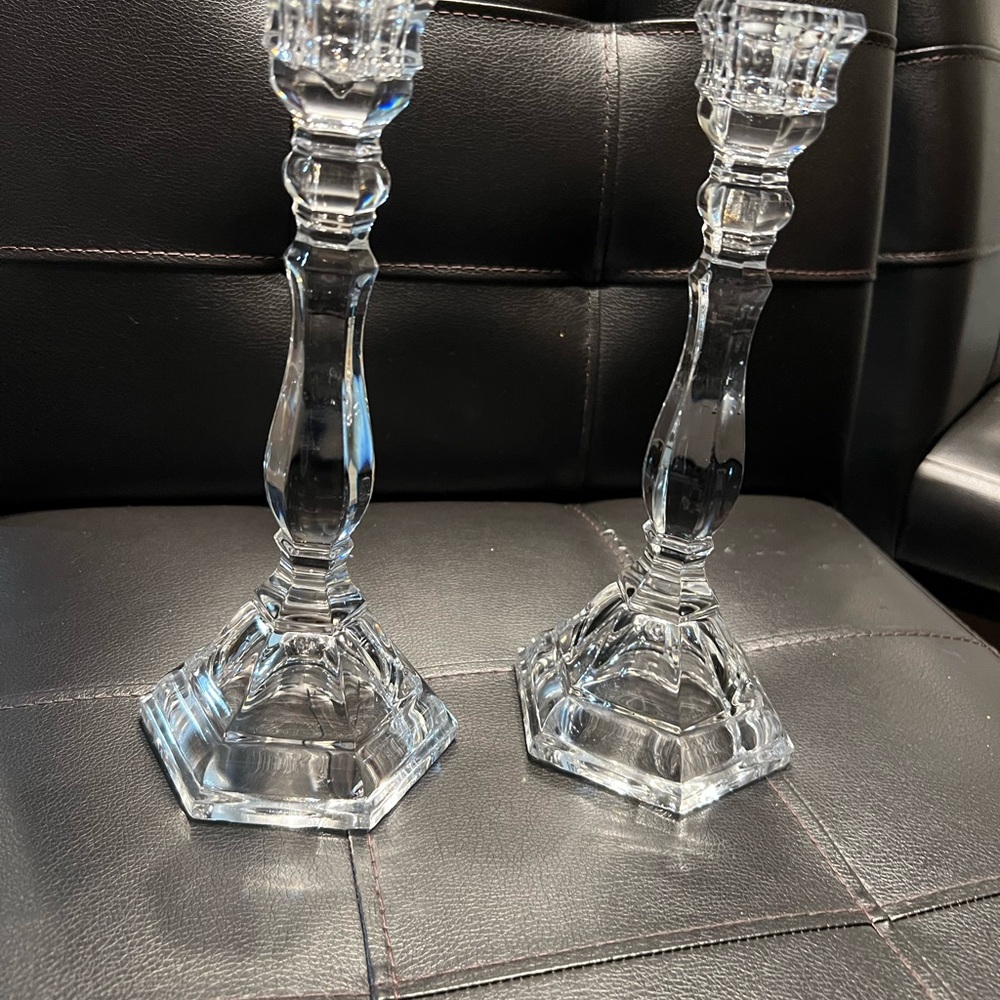 Tiffany & Co Set of Elegant Clear Crystal Candle Holders
